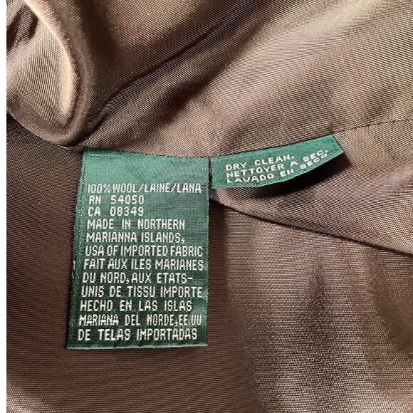 Vintage Lauren Ralph Lauren 100% Wool Petite Suit Set 10P |Taupe Blazer & Pants - Picture 7 of 16